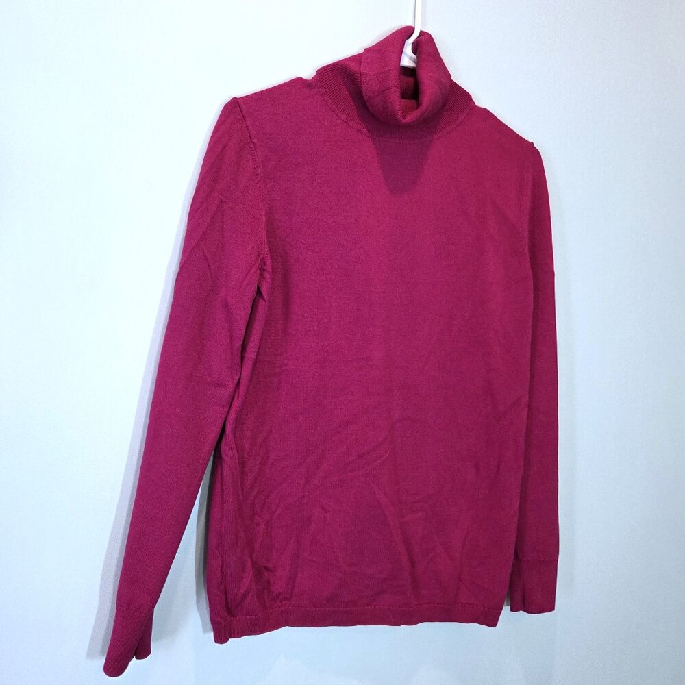Talbots Raspberry Turtleneck Sweater Size Lp - image 1